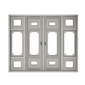 Grey Chinese Antique Style Double Glass Aluminium Casement Door