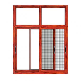 Wood-Grain Transfer Aluminium Sliding Window with Mosquito Net