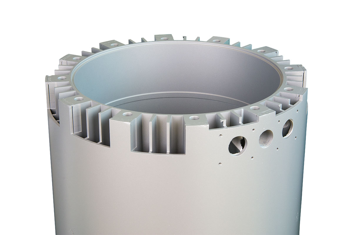 Water cooled motor casing